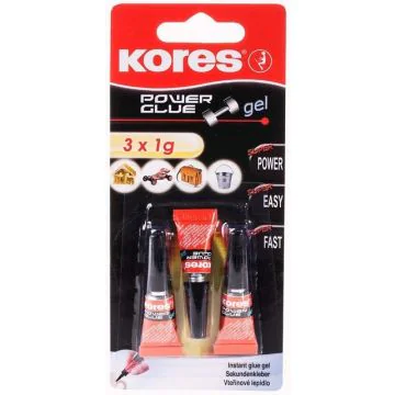Photo Colle instantanée Gel - 3 tubes de 1 g KORES PowerGlue