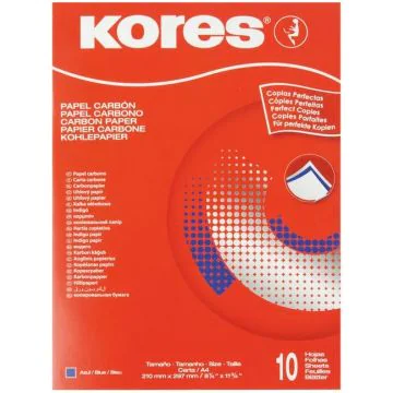 Feuilles de Papier Carbone A4 - Bleu KORES Lot de 10