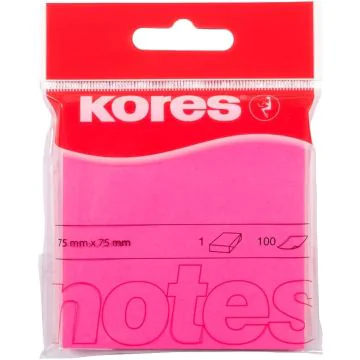 Notes adhésives - Rose néon - 75 x 75 mm : KORES Visuel