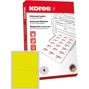 Lot de 400 étiquettes adhésives - Jaune - 105 x 148 mm : KORES Visuel