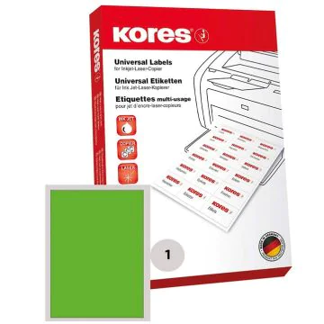 Lot de 100 étiquettes adhésives - Vert - 210 x 297 mm : KORES Visuel