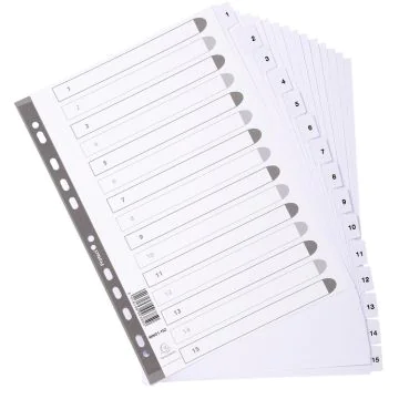 EXACOMPTA : Jeu de 15 intercalaires numériques en carte 1 à 15 Classement