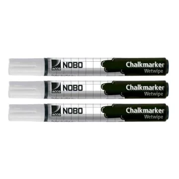 Photo Lot de 3 marqueurs à craie 2 mm - Blanc : NOBO 34438398