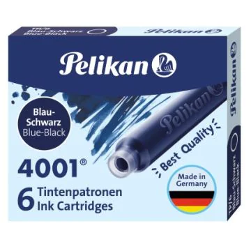 Photo PELIKAN : Boite de 6 cartouches d'encre - Bleu noir 4001 TP/6
