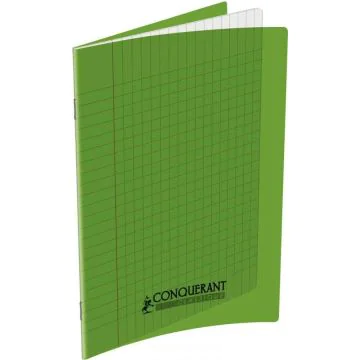Photo Cahier Séyès / Grands carreaux Vert - Polypro - 96 pages - 170 x 220 mm CONQUERANT :