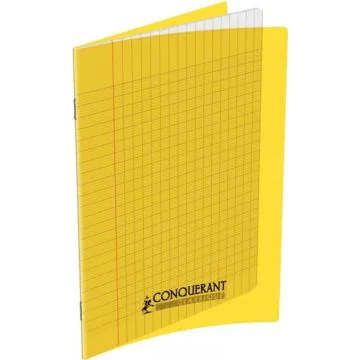 Photo Cahier Séyès / Grands carreaux Jaune - Polypro - 96 pages - 170 x 220 mm CONQUERANT :
