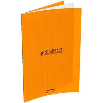 Photo Cahier Séyès / Grands carreaux Orange - Polypro - 96 pages - 240 x 320 mm CONQUERANT :