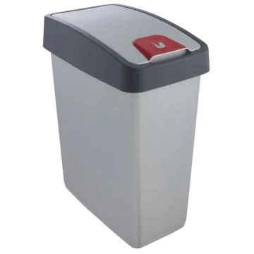 Photo Poubelle avec couvercle - 25 litres - Argent/Gris KEEEPER Magne