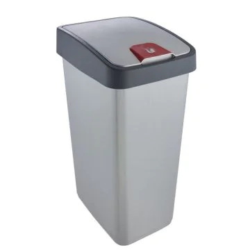 Photo Poubelle avec couvercle - 45 litres - Argent/Gris KEEEPER Magne