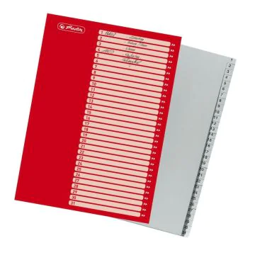 Photo Jeu de 31 Intercalaires numériques en plastique - Gris : HERLITZ  10843712