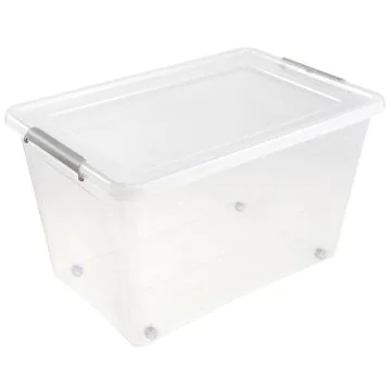 Photo Boite de rangement à roulettes - 60 L - Transparent KEEEPER Lars
