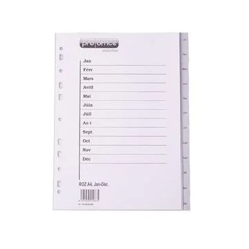 Photo Intercalaire mensuel en plastique - Jan à Déc - A4 : PRO-OFFICE