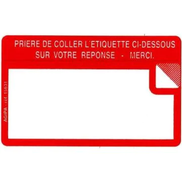 Photo Étiquettes adhésives - Références à Rappeler AGIPA