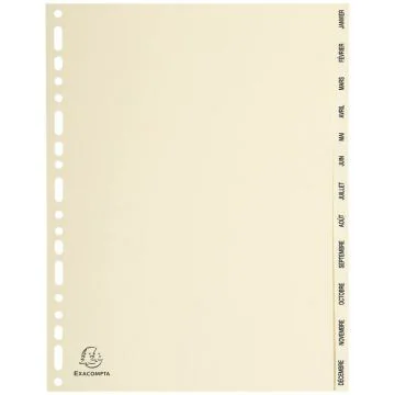 Photo Jeu de 12 Intercalaires mensuels en carton - A4 EXACOMPTA Image