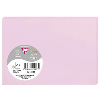 Photo Cartes en papier - C6 110 x 155 mm - Rose Dragée CLAIREFONTAINE Pollen Lot de 25