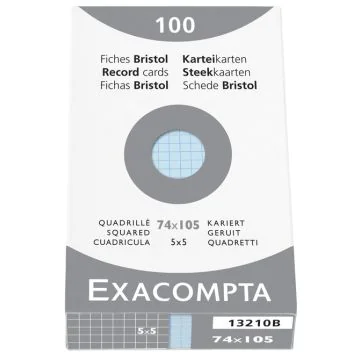 Photo Fiches Bristol quadrillées - 74 x 105 mm - Bleu azur EXACOMPTA Image