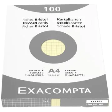 Photo Fiches Bristol quadrillées - 210 x 297 mm - Jaune EXACOMPTA Image