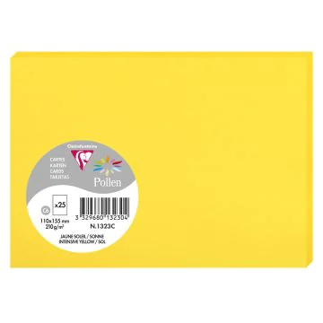 Photo Cartes en papier - C6 110 x 155 mm - Jaune Soleil CLAIREFONTAINE Pollen Lot de 25