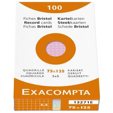 Photo Fiches Bristol quadrillées - 75 x 125 mm - Assortiment EXACOMPTA Image