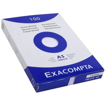 Photo Fiches Bristol unies - 148 x 210 mm - Blanc EXACOMPTA Image