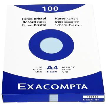 Photo Fiches Bristol unies - 210 x 297 mm - Bleu azur EXACOMPTA Image