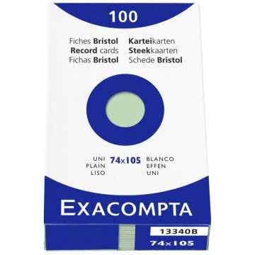 Photo Fiches Bristol unies - 74 x 105 mm - Vert EXACOMPTA Image