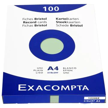 Photo Fiches Bristol unies - 210 x 297 mm - Vert EXACOMPTA Image