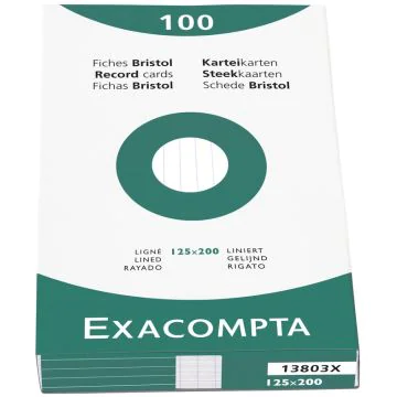 Photo Fiches Bristol lignées - 125 x 200 mm - Blanc EXACOMPTA Image