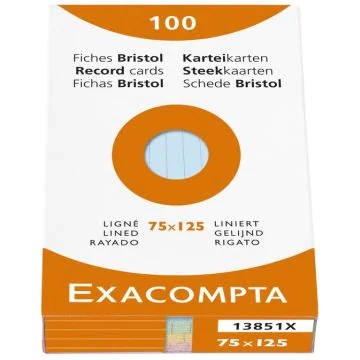 Photo Fiches Bristol lignées - 75 x 125 mm - Assortiment EXACOMPTA Image