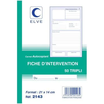 Photo Carnet de fiches d'intervention autocopiant Tripli - 210 x 140 mm ELVE