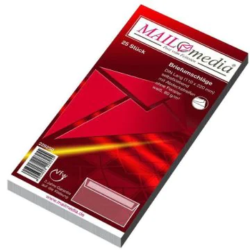 Photo Enveloppes autocollantes sans fenêtre - 110 x 220 mm : MAIL MEDIA Lot de 25 (228250)