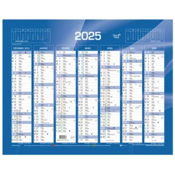 Calendrier mural 2025 270 x 210 mm QUO VADIS Décembre 2024 Juin 2025