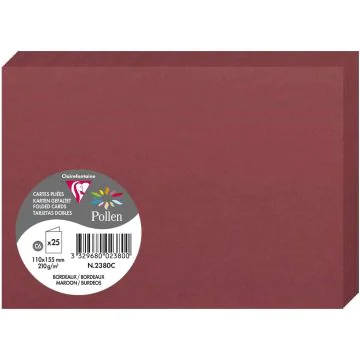 Photo Cartes double en papier - 110 x 155 mm C6 - Bordeaux - CLAIREFONTAINE Pollen