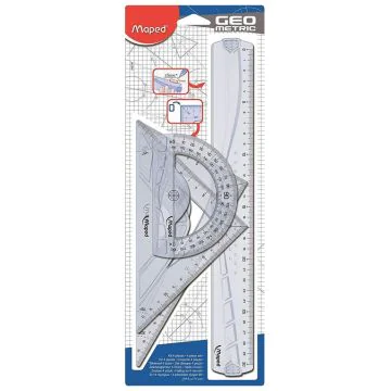 Photo Matériel de géométrie - Règle, équerres et rapporteur MAPED Maxi Modèle