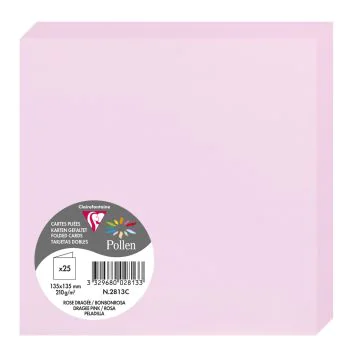 Photo Cartes double en papier - 135 x 135 mm - Rose Dragée CLAIREFONTAINE Pollen Lot de 25