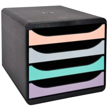 Photo Caisson à 4 tiroirs - Noir/Pastel glossy EXACOMPTA Big Box Aquarel