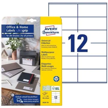 Photo Étiquettes adhésives - 105 x 48 mm - Blanc AVERY Office and Home