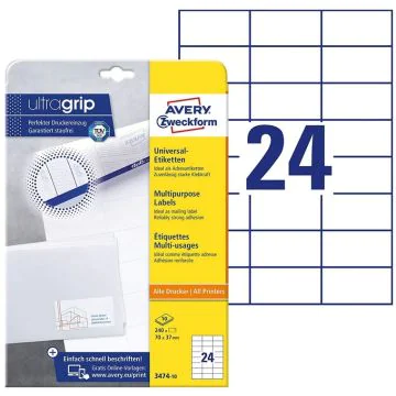 Photo Étiquettes adhésives - 70 x 37 mm - Blanc AVERY Office and Home