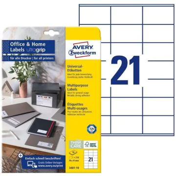 Photo Étiquettes adhésives - 70 x 41 mm - Blanc AVERY Office and Home