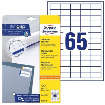 Photo Étiquettes adhésives - 38 x 21,2 mm - Blanc AVERY Office and Home