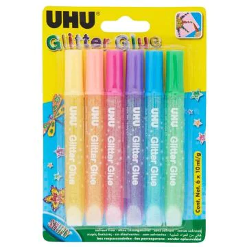 Photo UHU Tube de colle de paillettes Glitter Glue Shiny - Assortiment