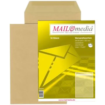 Photo Pochettes d'expédition auto-adhésives - 250 x 353 mm - Kraft : MAIL MEDIA Lot de 10 (399107)