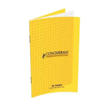 Photo Carnet agrafé / Petits carreaux Jaune - 96 pages - 110 x 170 mm CONQUERANT :