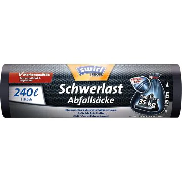 Photo Lot de 5 sacs poubelle avec cordelette - 240 litres - Noir SWIRL 4006508215751 