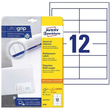 Photo Étiquettes adhésives - 97 x 42,3 mm - Blanc AVERY