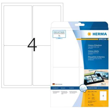 Photo Étiquettes brillantes adhésives blanches - 96 x 139,7 mm HERMA Lot de 100