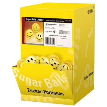 Photo Sachets ronds de sucre en poudre HELLMA Happy Boite