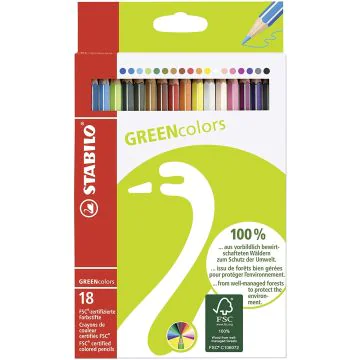 Photo 6019/2-181 STABILO : Étui de 18 crayons de couleurs hexagonal GREENcolors - Assortiment