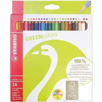 Photo 6019/2-24 STABILO : Étui de 24 crayons de couleurs hexagonal GREENcolors - Assortiment