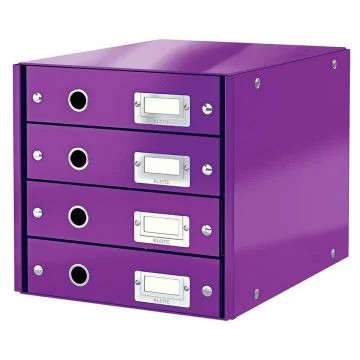 Photo Boite de classement WOW - 4 tiroirs Violet LEITZ Click et Store 6048-62